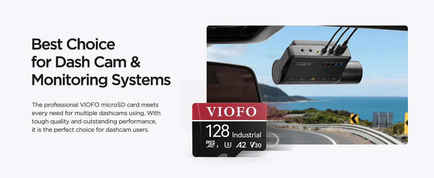 VIOFO 512GB Industrial Grade microSD Card U3 A2 V30 High Speed Memory Card with Adapter Support Ultra HD 4K Video Recording