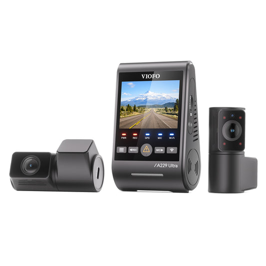 [FREE HK4 Hardwire Kit] VIOFO A229 Ultra 3CH Dual 4K + 210-degree Fisheye Interior Cabin Camera HDR Dash Cam with Sony STARVIS 2 Sensor, 2-Channel HDR, Ultra Fast 5GHz Wi-Fi & Precise GPS, Smart Voice Control
