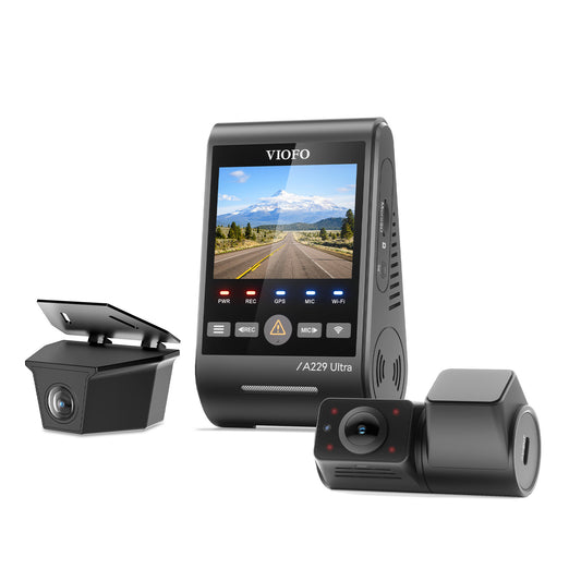 [FREE HK4 Hardwire Kit] VIOFO A229 Ultra-W 3CH Dual 4K + 210-degree Fisheye Interior Cabin Camera HDR Dash Cam with Sony STARVIS 2 Sensor, 2-Channel HDR, Ultra Fast 5GHz Wi-Fi & Precise GPS, Smart Voice Control