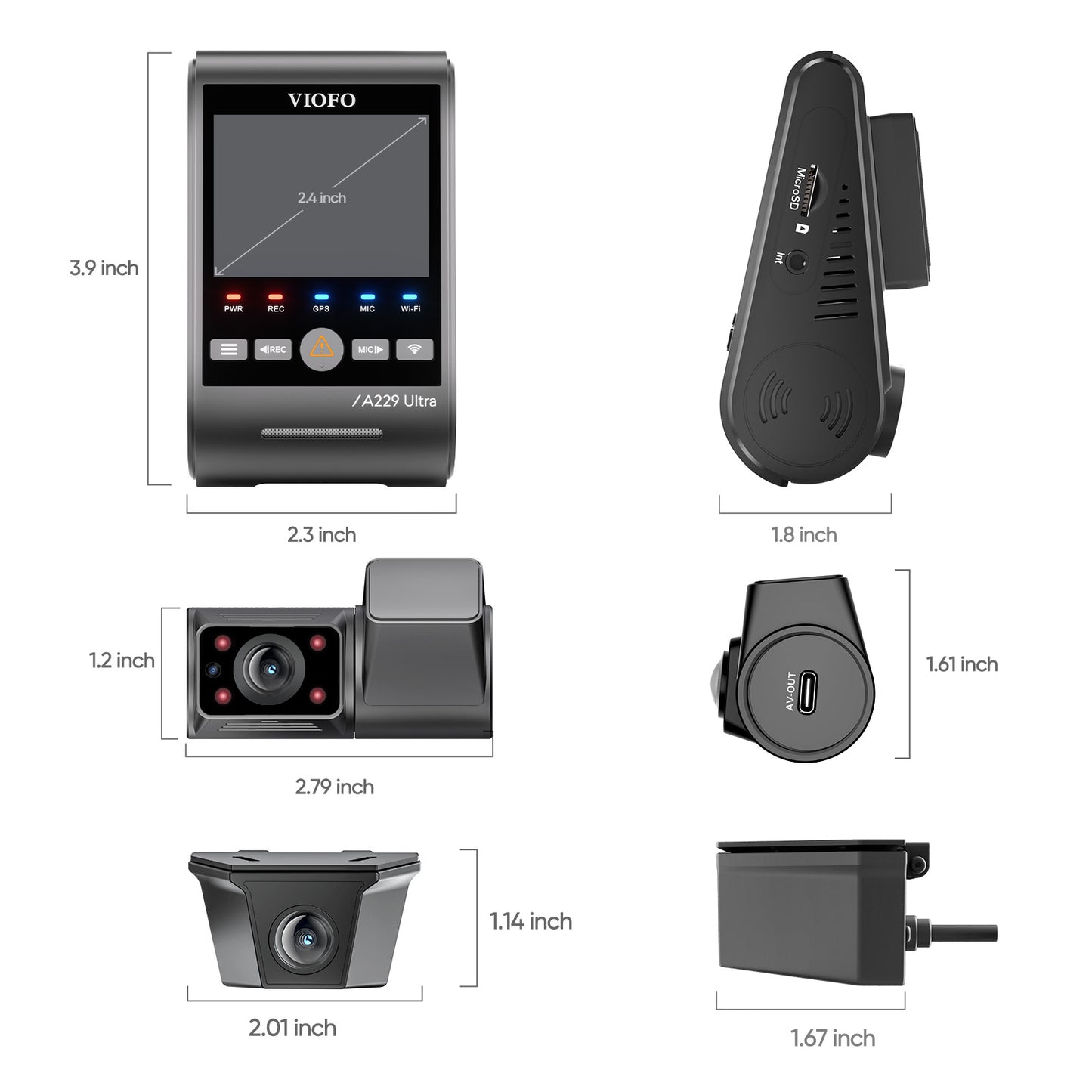 [FREE HK4 Hardwire Kit] VIOFO A229 Ultra-W 3CH Dual 4K + 210-degree Fisheye Interior Cabin Camera HDR Dash Cam with Sony STARVIS 2 Sensor, 2-Channel HDR, Ultra Fast 5GHz Wi-Fi & Precise GPS, Smart Voice Control