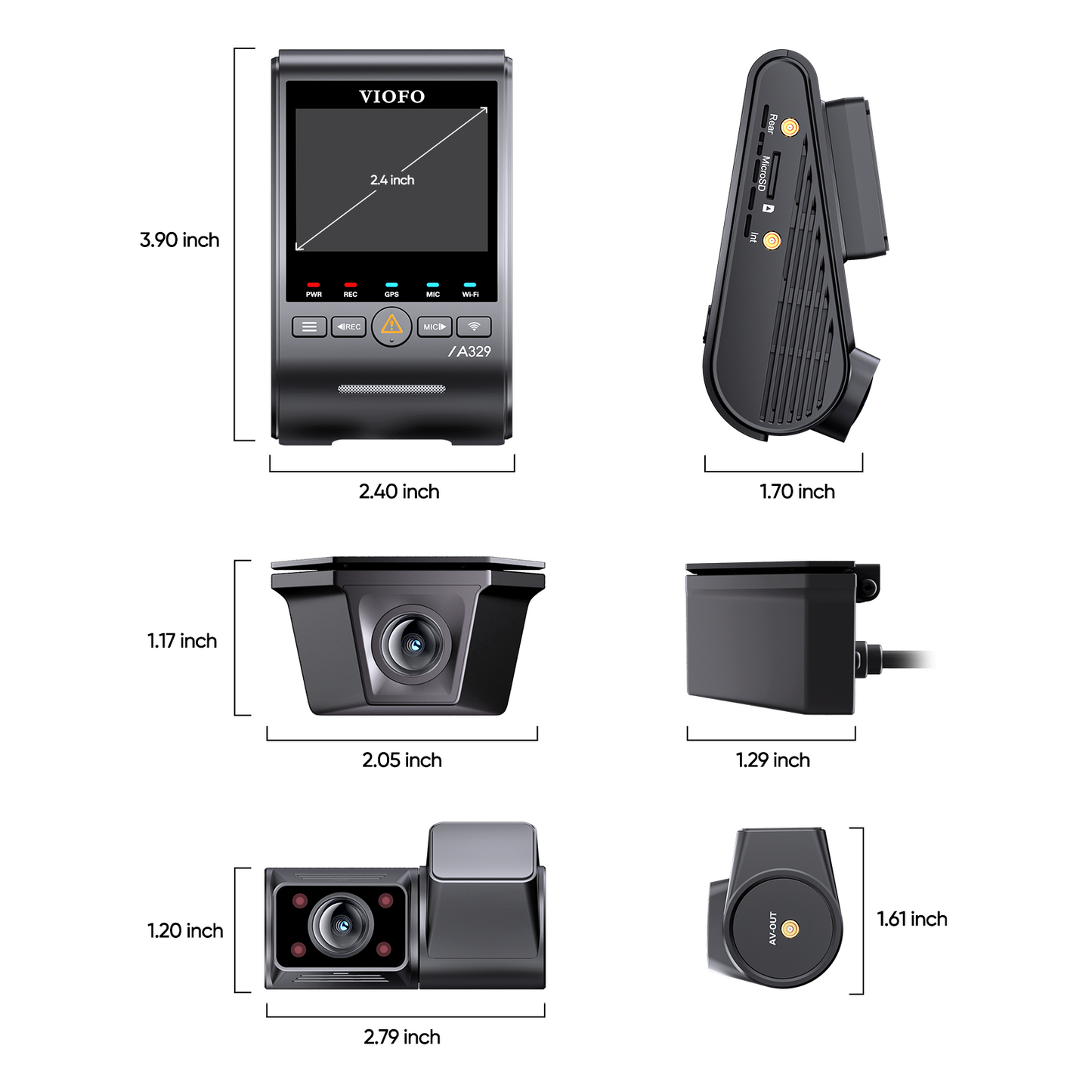 [FREE HK6 Hardwire Kit] VIOFO A329SW 3CH 4K 60FPS+2K Fisheye Cabin Interior+2K Exterior Waterproof Rear Camera HDR Dash Cam with Sony STARVIS 2 Sensor, Built-in Wi-Fi 6 and GPS, Support SSD Storage, Low Power Impact Detection, Hybrid Parking Recording