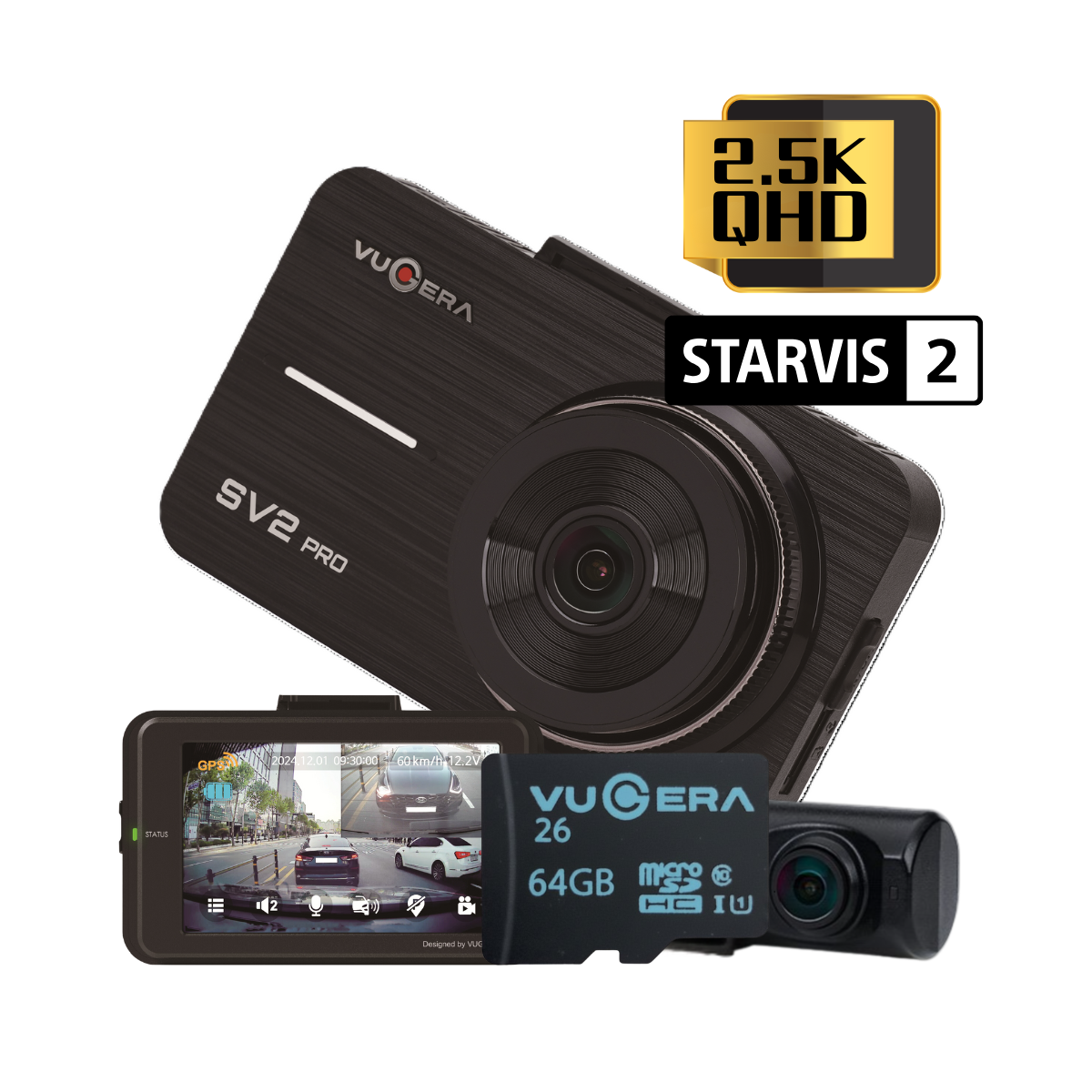 [Installed] Vugera SV2 PRO 2.5K 64GB 2CH Front & Rear Dashcam