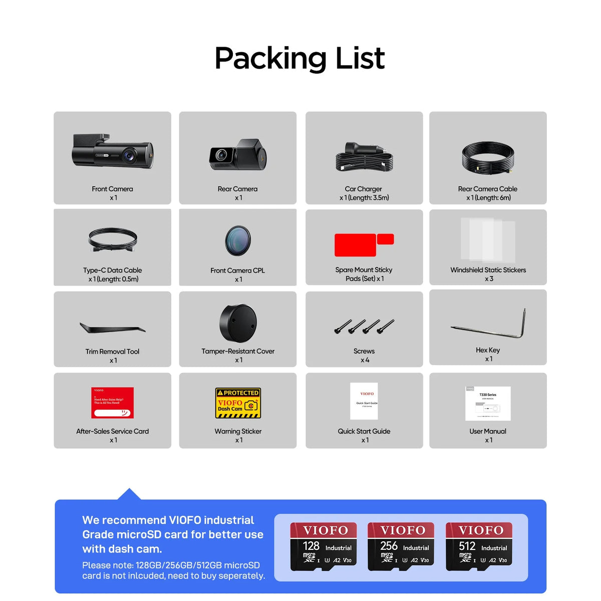 [Installed] Viofo T330 2CH 4K+2K 128GB Package